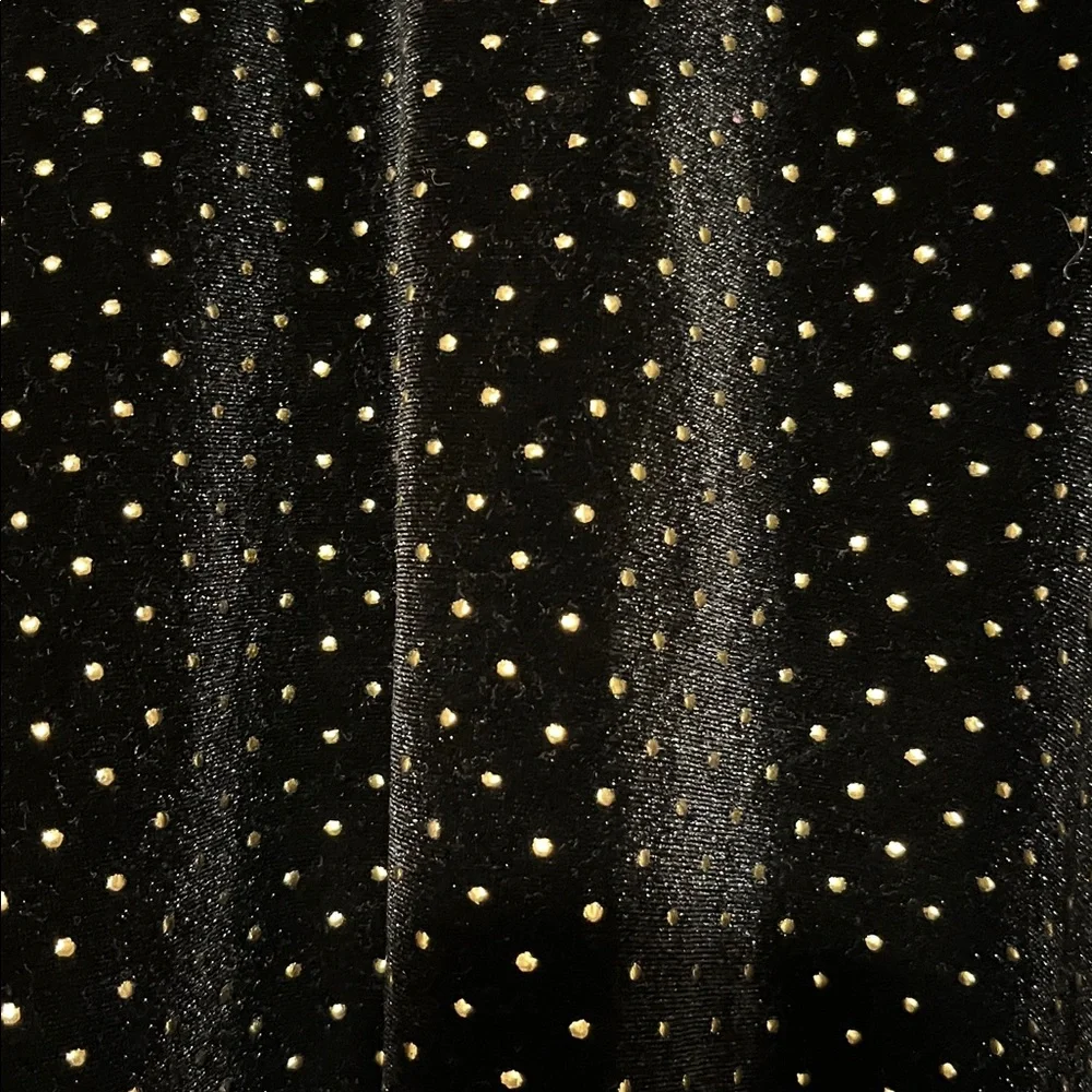 btween Black ‘Velvet Like’ Girl’s Skirt Set with Gold Polka Dots